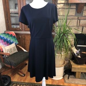 NWT LOFT SIZE 10 NAVY BLUE CAP SLEEVE DRESS WITH CUTOUT BACK WITH TIE
